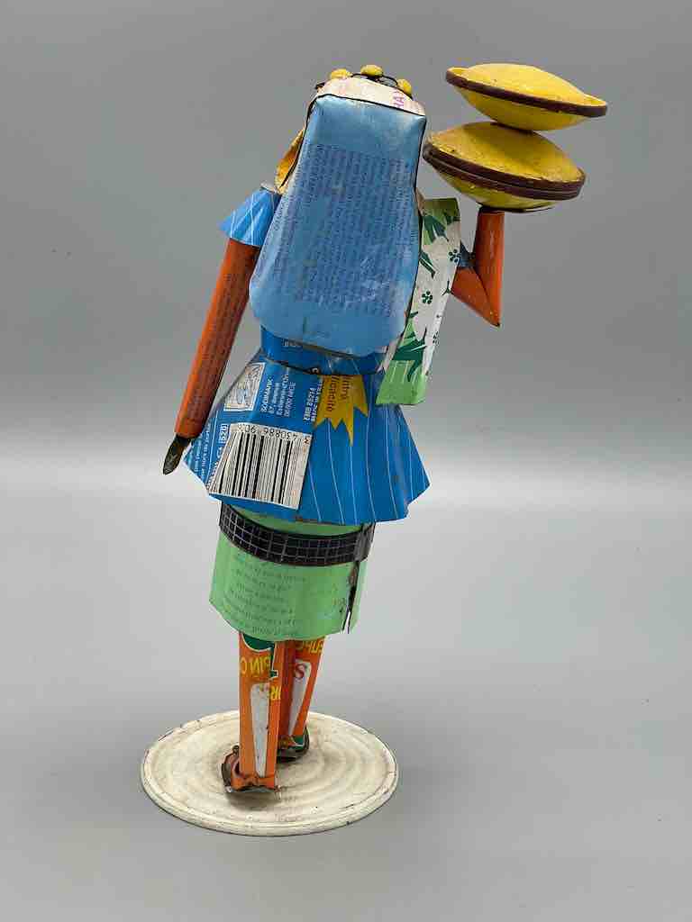 African Recycled Labeled Metal Can Contemporary Art Sculpture