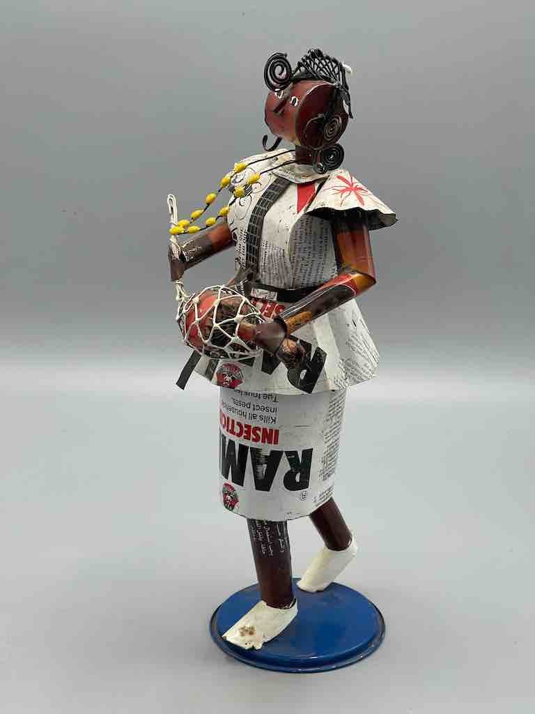 African Recycled Labeled Metal Can Contemporary Art Sculpture