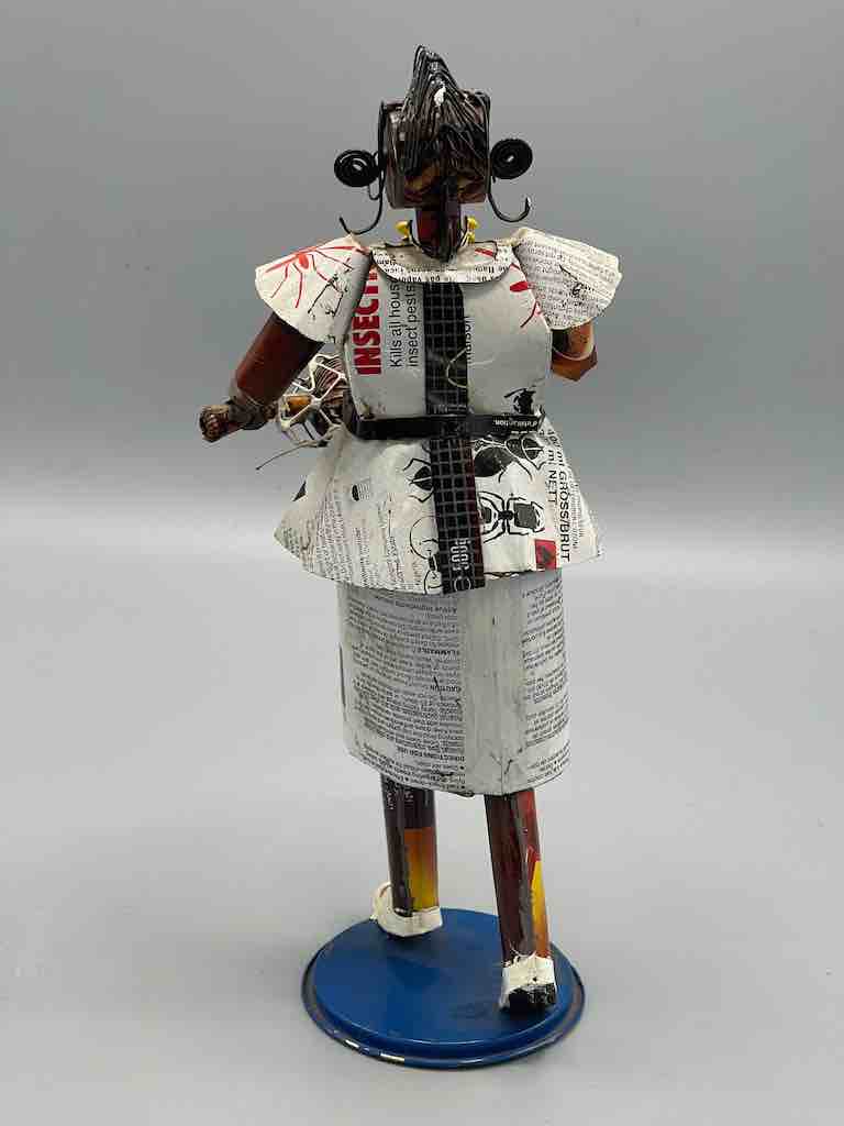 African Recycled Labeled Metal Can Contemporary Art Sculpture