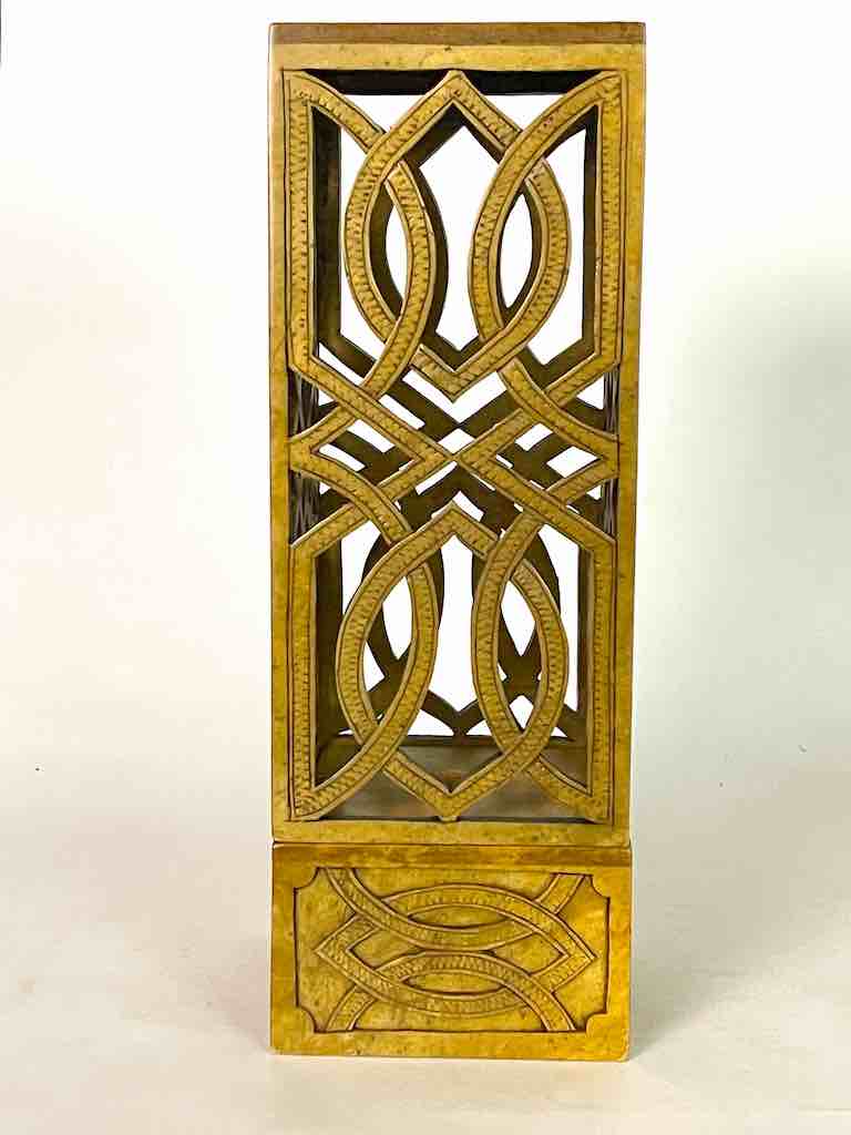 Latticed Square Tall Soapstone Candle Lanterns - 2 sizes