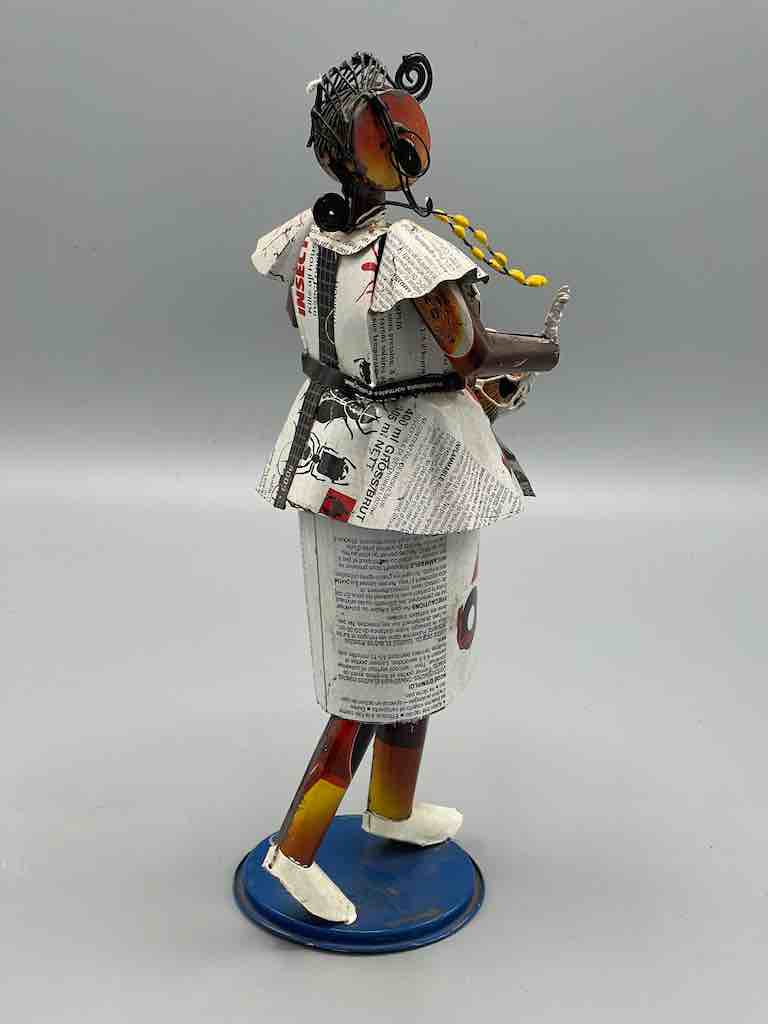 African Recycled Labeled Metal Can Contemporary Art Sculpture