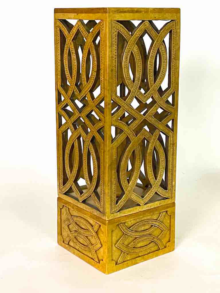 Latticed Square Tall Soapstone Candle Lanterns - 2 sizes
