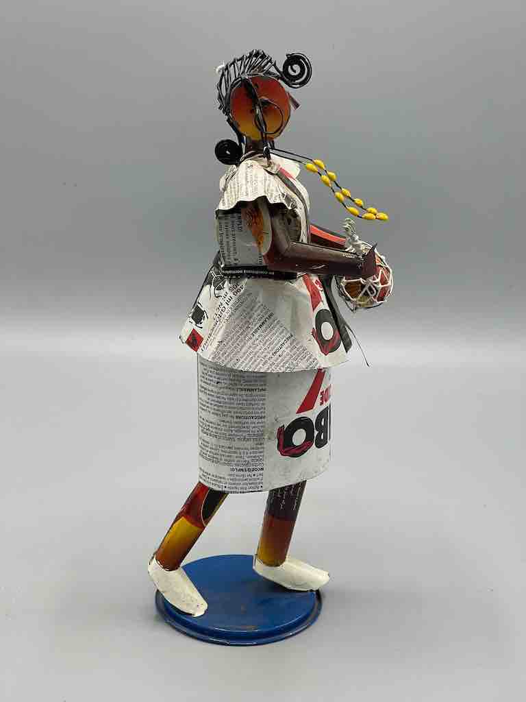 African Recycled Labeled Metal Can Contemporary Art Sculpture