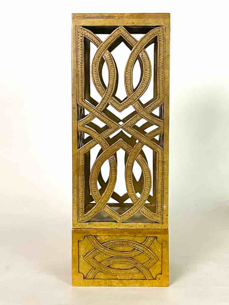 Latticed Square Tall Soapstone Candle Lanterns - 2 sizes