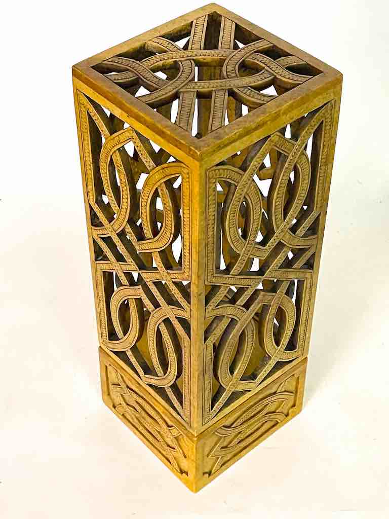 Latticed Square Tall Soapstone Candle Lanterns - 2 sizes