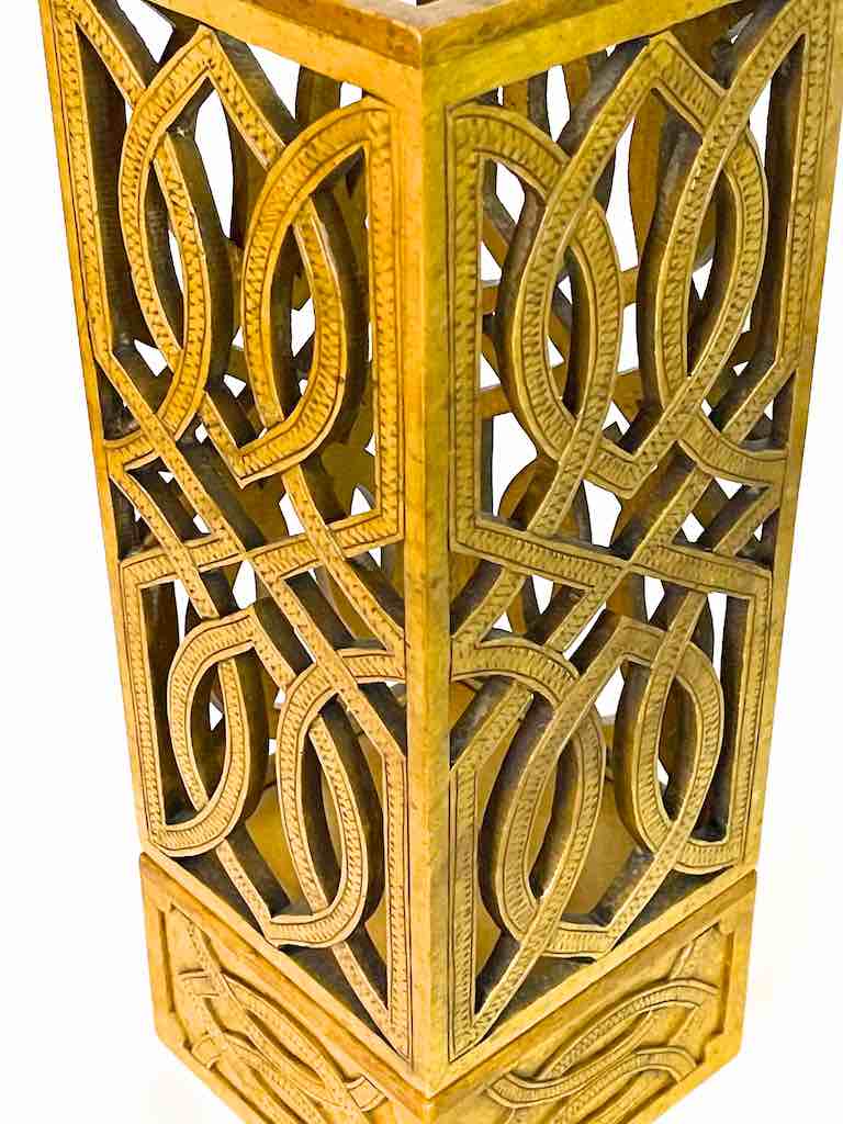 Latticed Square Tall Soapstone Candle Lanterns - 2 sizes