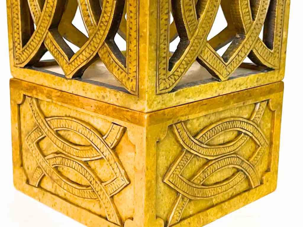 Latticed Square Tall Soapstone Candle Lanterns - 2 sizes
