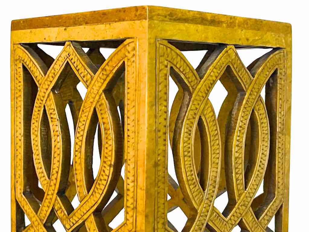Latticed Square Tall Soapstone Candle Lanterns - 2 sizes