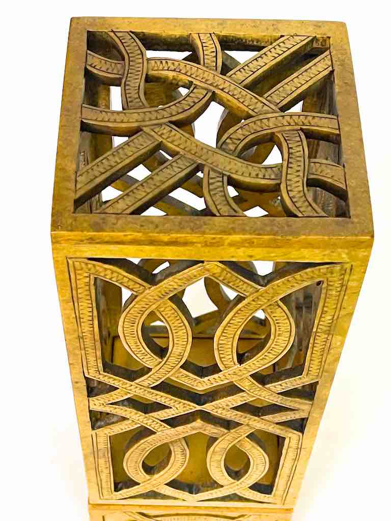 Latticed Square Tall Soapstone Candle Lanterns - 2 sizes