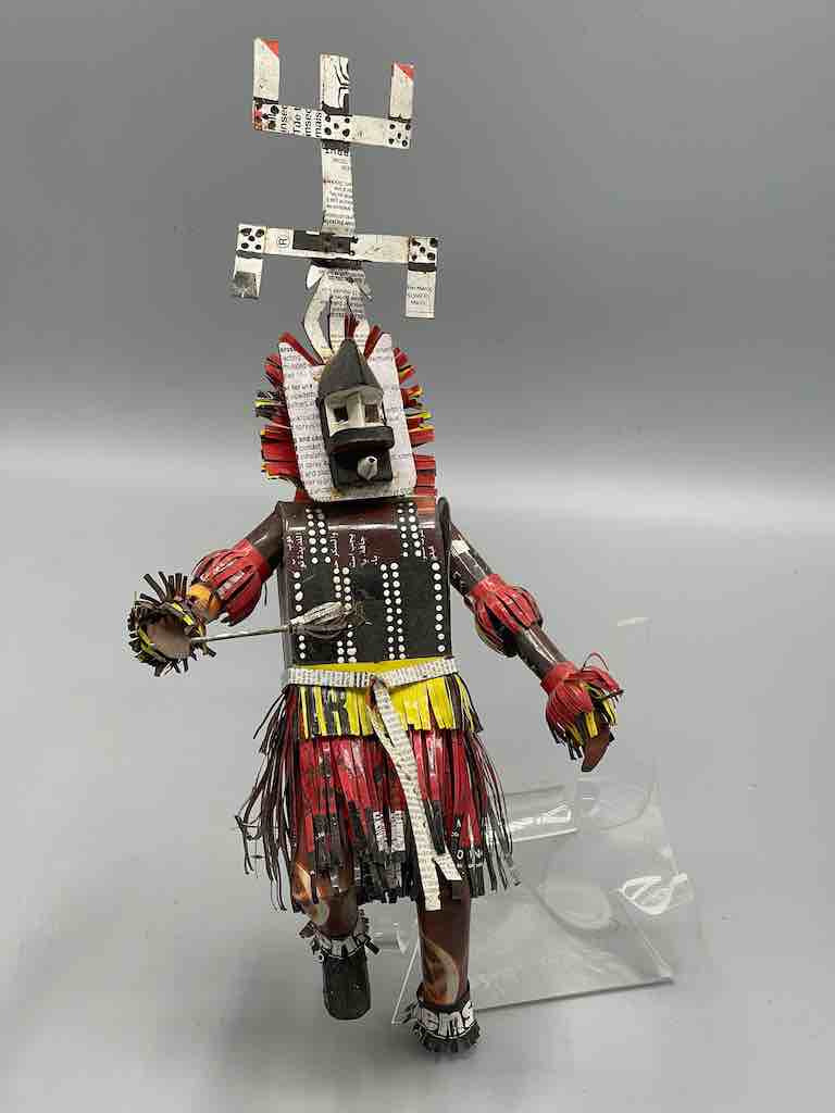 African Recycled Labeled Metal Can Contemporary Art Sculpture