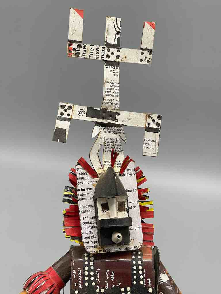 African Recycled Labeled Metal Can Contemporary Art Sculpture