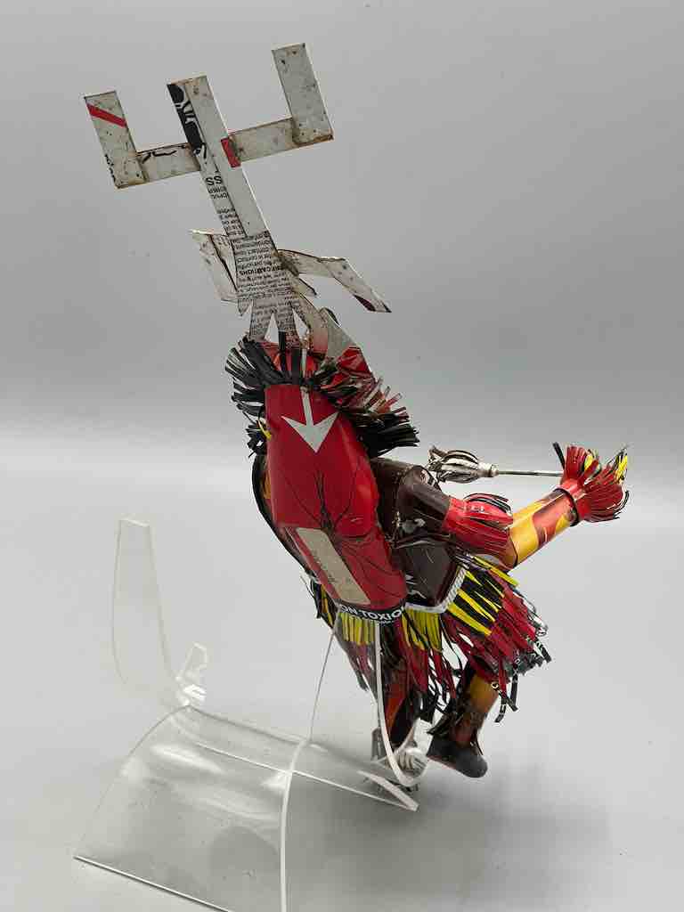 African Recycled Labeled Metal Can Contemporary Art Sculpture