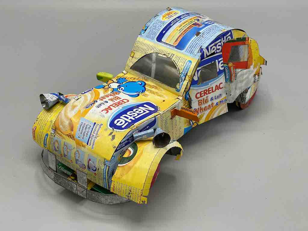 African Recycled Labeled Metal Can Toy Car - Burkina Faso