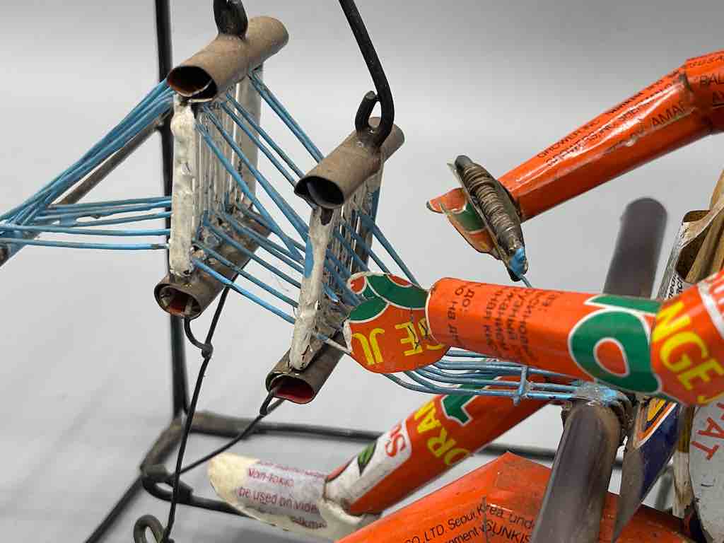 African Recycled Labeled Metal Can Contemporary Art Sculpture