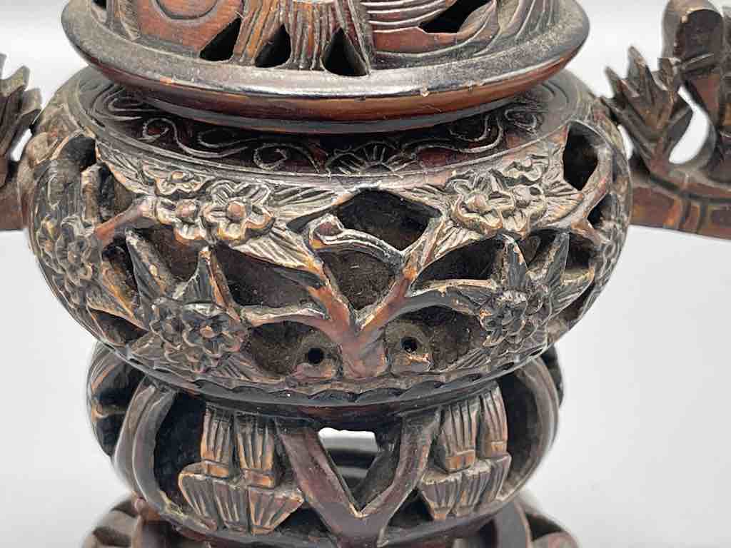 Lion Top Soapstone Incense Burner on Stand - Viet Nam