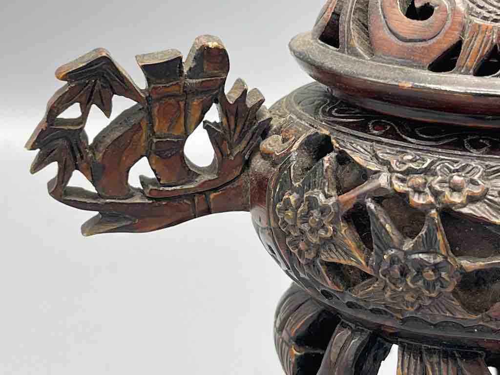 Lion Top Soapstone Incense Burner on Stand - Viet Nam