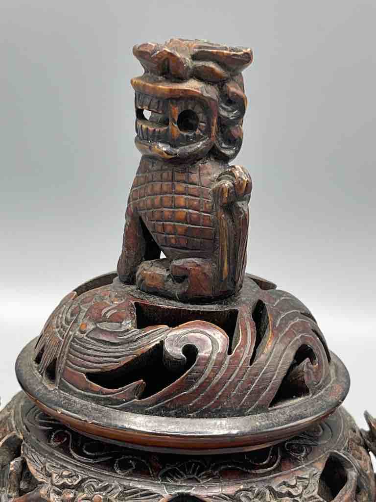 Lion Top Soapstone Incense Burner on Stand - Viet Nam