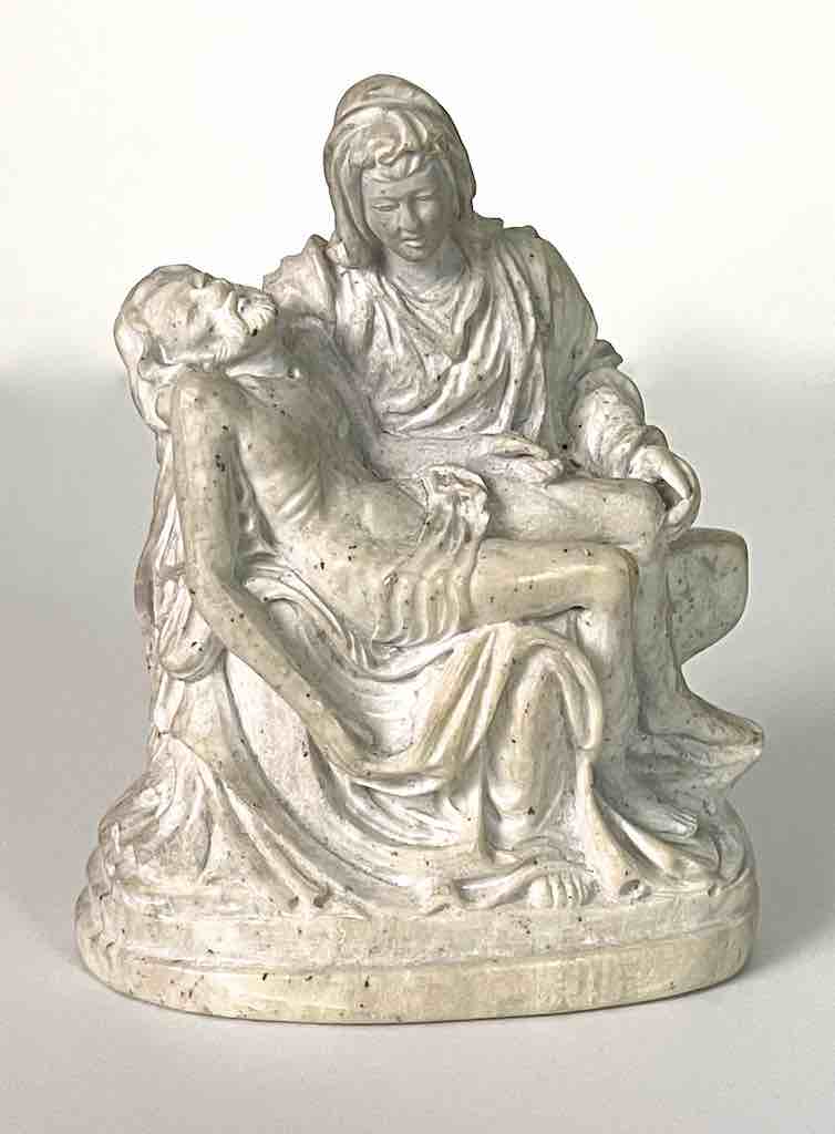 Small Solid Hand-Carved Soapstone Pietá Statue - Unpainted