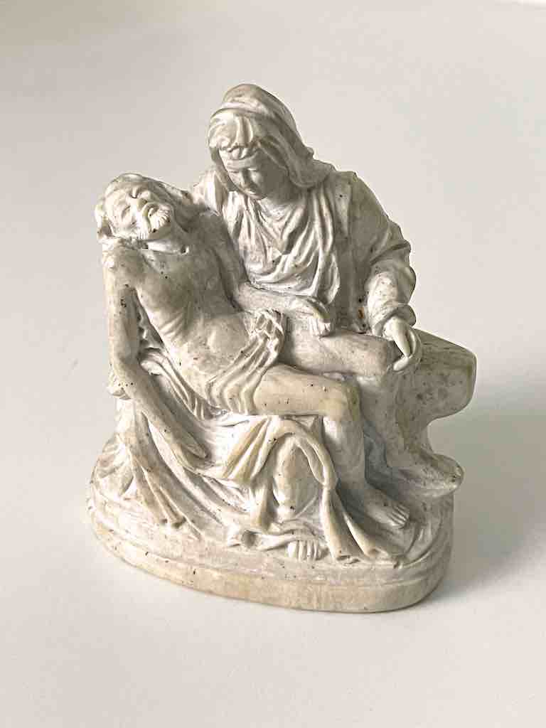Small Solid Hand-Carved Soapstone Pietá Statue - Unpainted