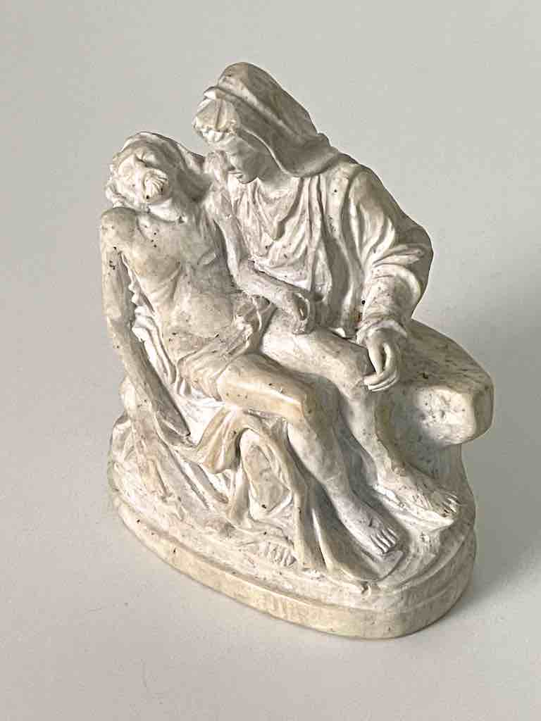 Small Solid Hand-Carved Soapstone Pietá Statue - Unpainted
