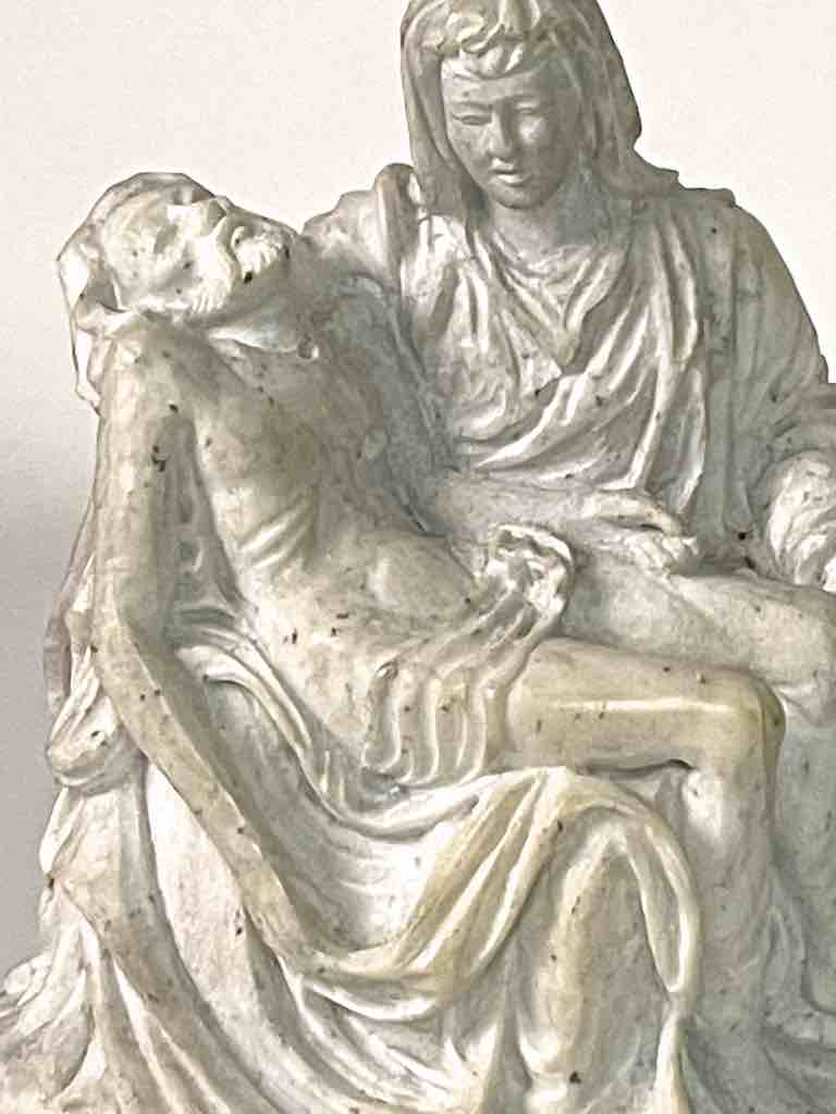 Small Solid Hand-Carved Soapstone Pietá Statue - Unpainted