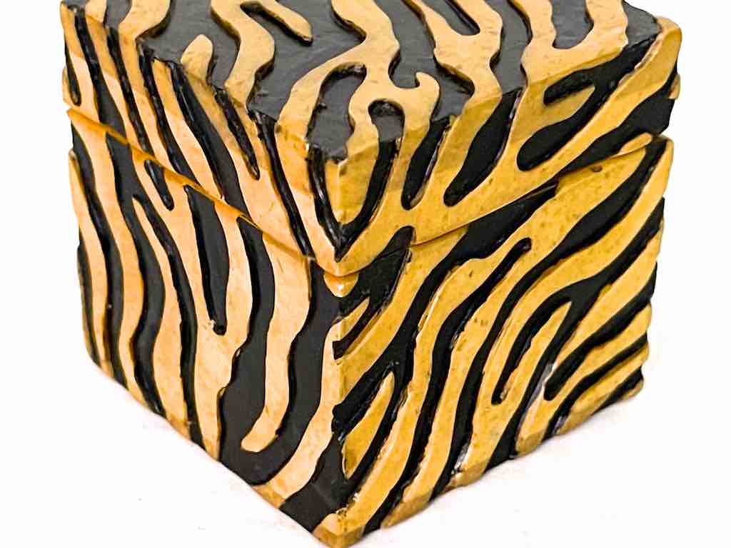 Zebra Motif Soapstone Trinket Decor Box