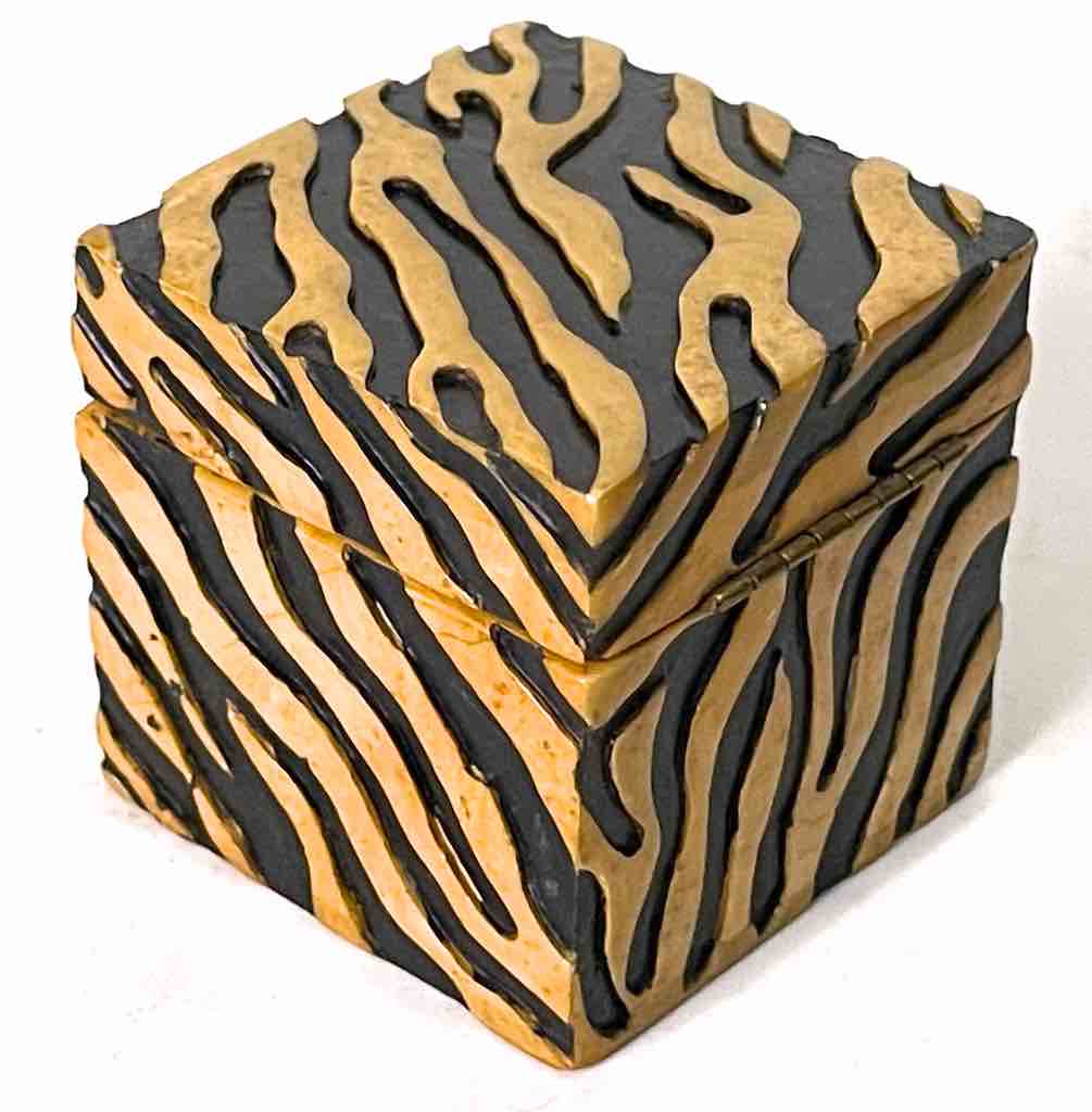 Zebra Motif Soapstone Trinket Decor Box