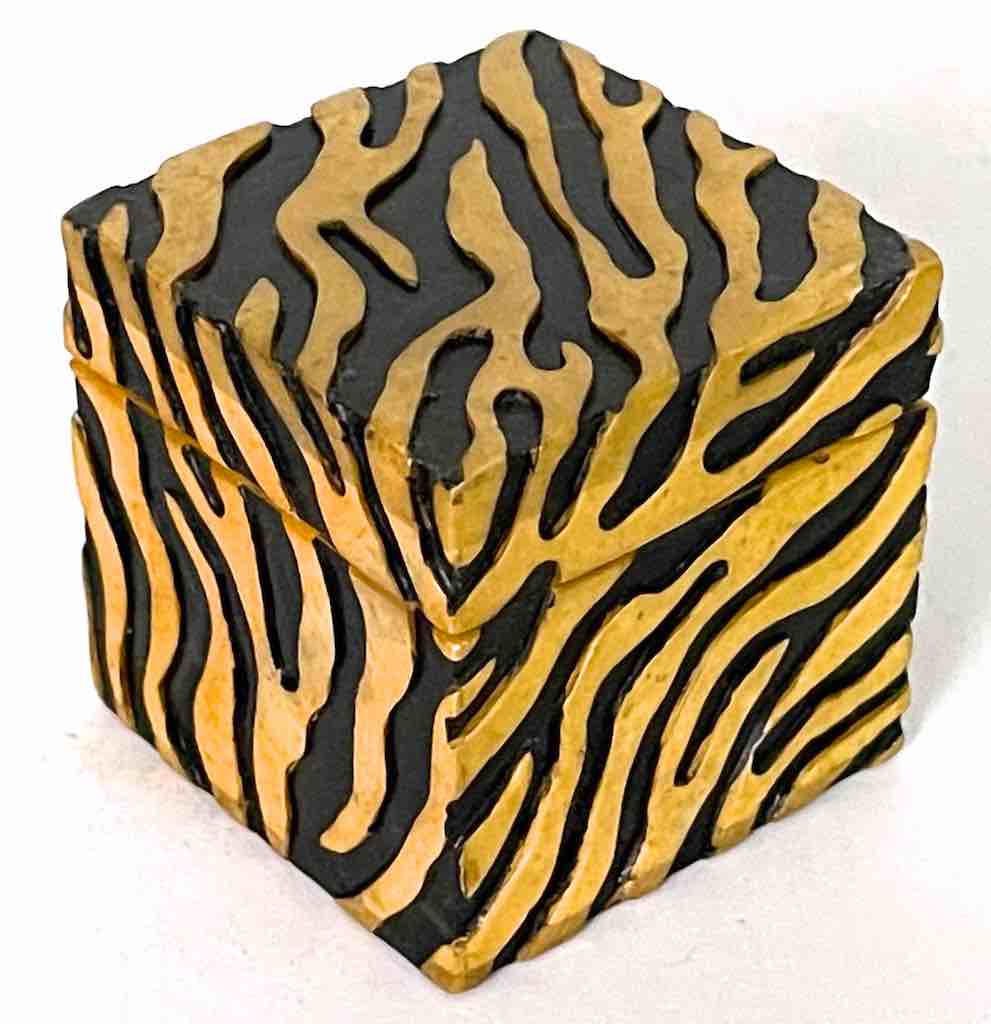 Zebra Motif Soapstone Trinket Decor Box