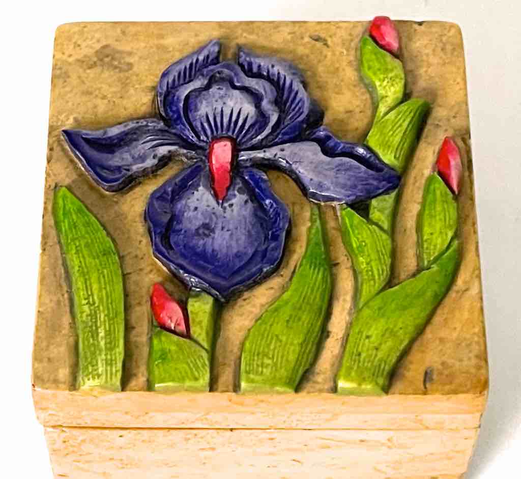 Orchid Design Small Cube Soapstone Trinket Decor Box