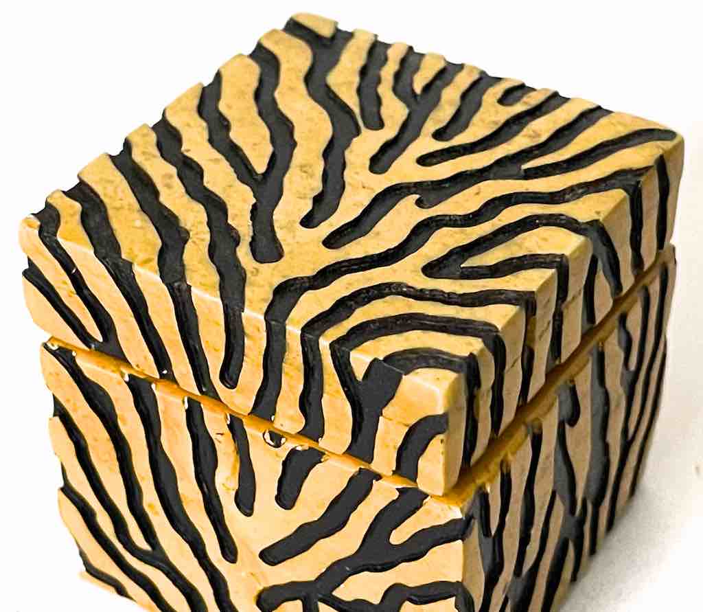 Zebra Motif Soapstone Trinket Decor Box