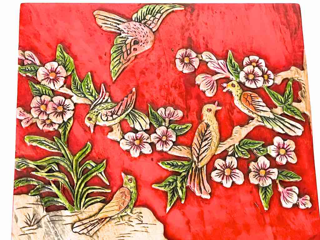 Birds in Tree Square Soapstone Trinket Decor Box