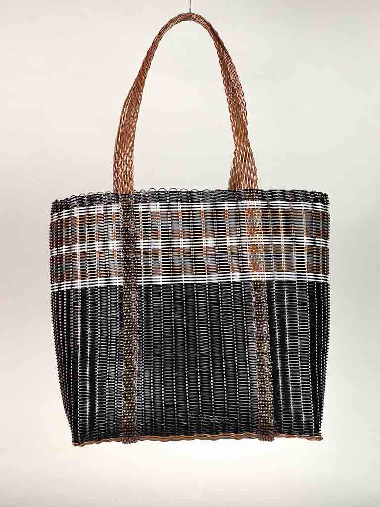 Large Deep Woven Recyclyed Plastic High Capacity Handbag - El Salvador