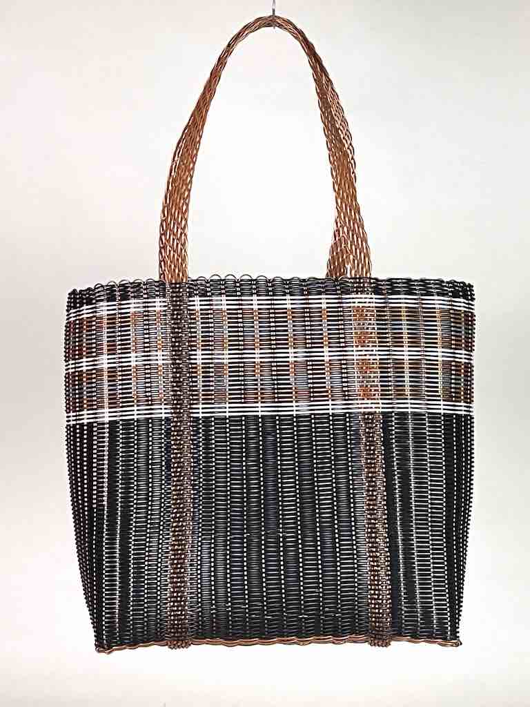 Large Deep Woven Recyclyed Plastic High Capacity Handbag - El Salvador