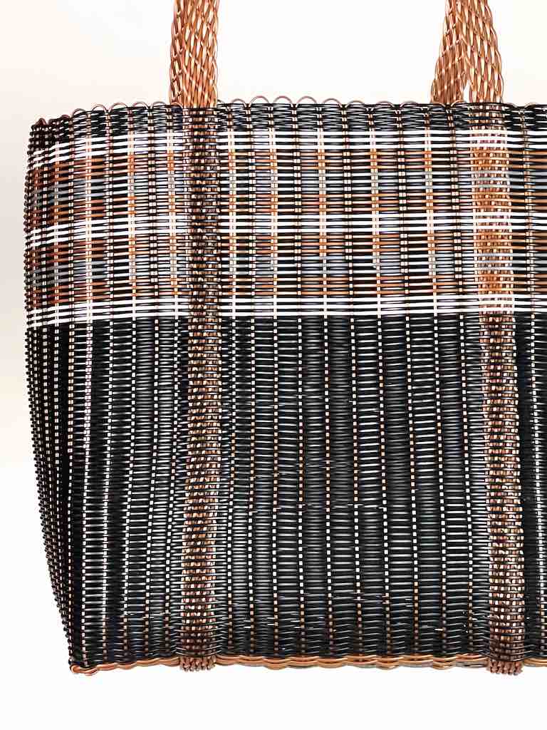 Large Deep Woven Recyclyed Plastic High Capacity Handbag - El Salvador