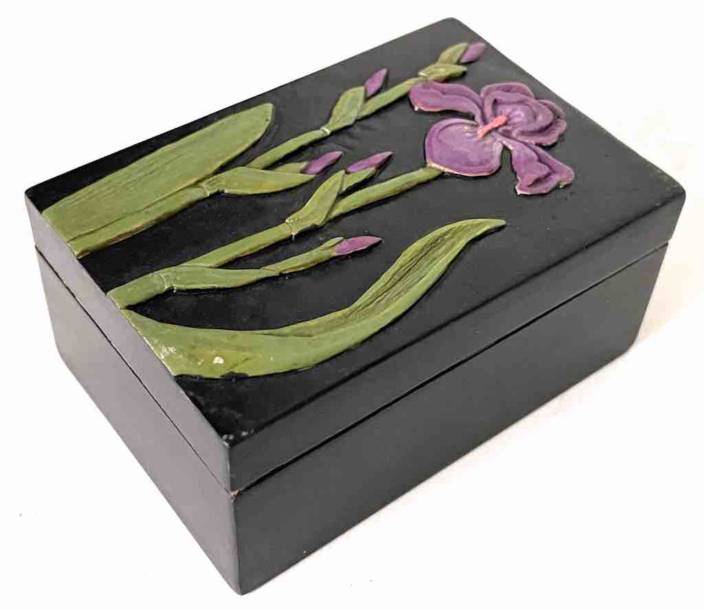Orchid Design Small Rectangle Soapstone Trinket Decor Box