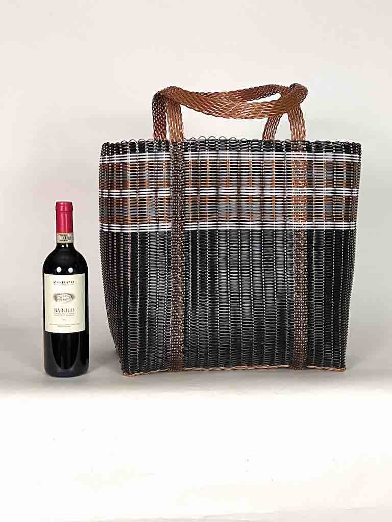 Large Deep Woven Recyclyed Plastic High Capacity Handbag - El Salvador