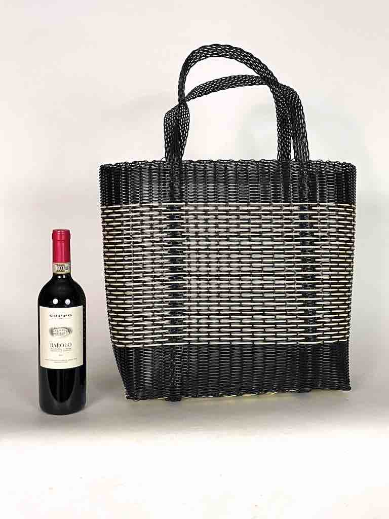 Large Deep Woven Recyclyed Plastic High Capacity Handbag - El Salvador