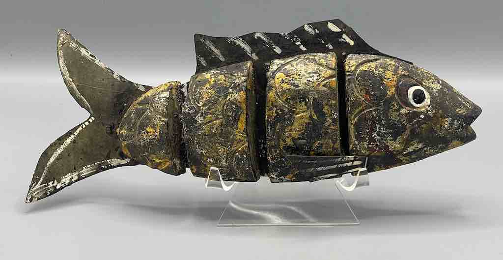 Vietnamese Wooden Fish Articulated Puppet Sculpture