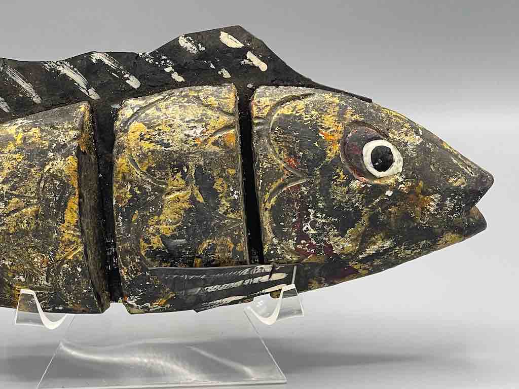 Vietnamese Wooden Fish Articulated Puppet Sculpture
