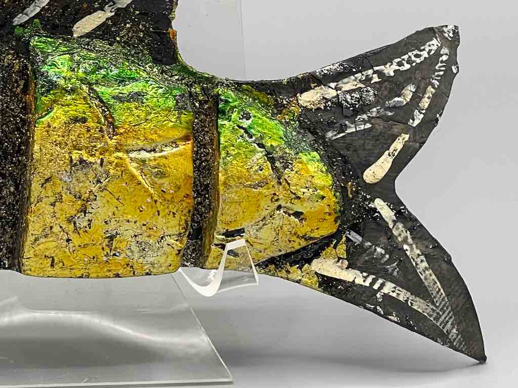 Small Vietnamese Yellow Wooden Fish Articulated Puppet Sculpture