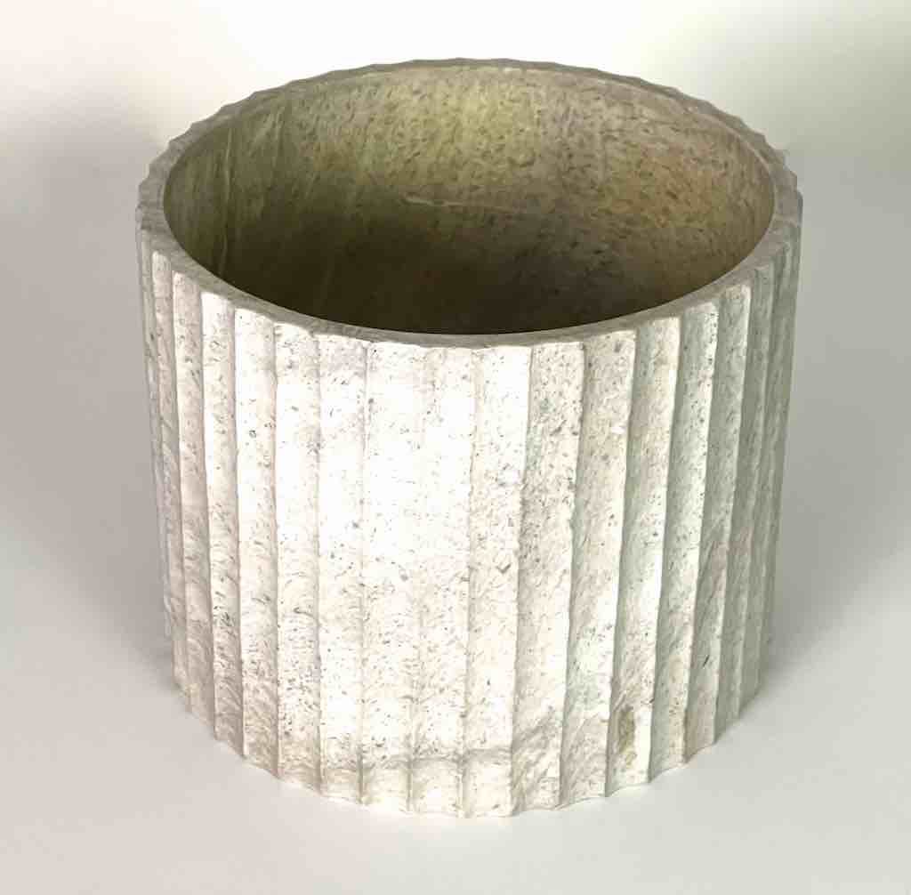 Solid Heavy Hand-Carved Soapstone Vietnamese White Planter