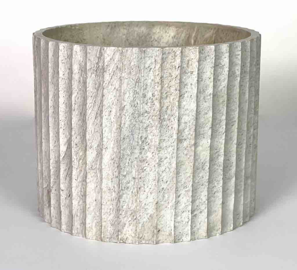 Solid Heavy Hand-Carved Soapstone Vietnamese White Planter