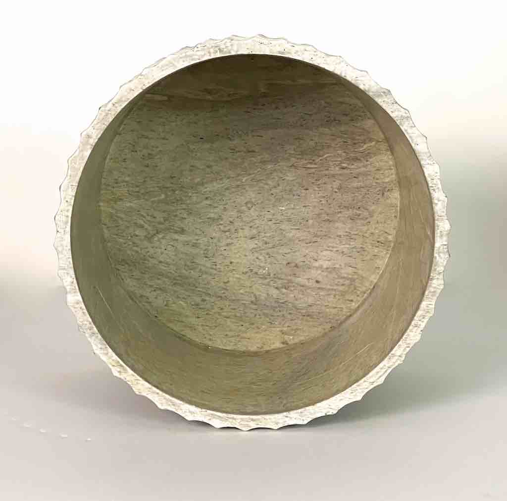 Solid Heavy Hand-Carved Soapstone Vietnamese White Planter