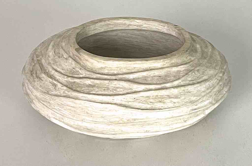 Solid Heavy Hand-Carved Soapstone Vietnamese White Bowl