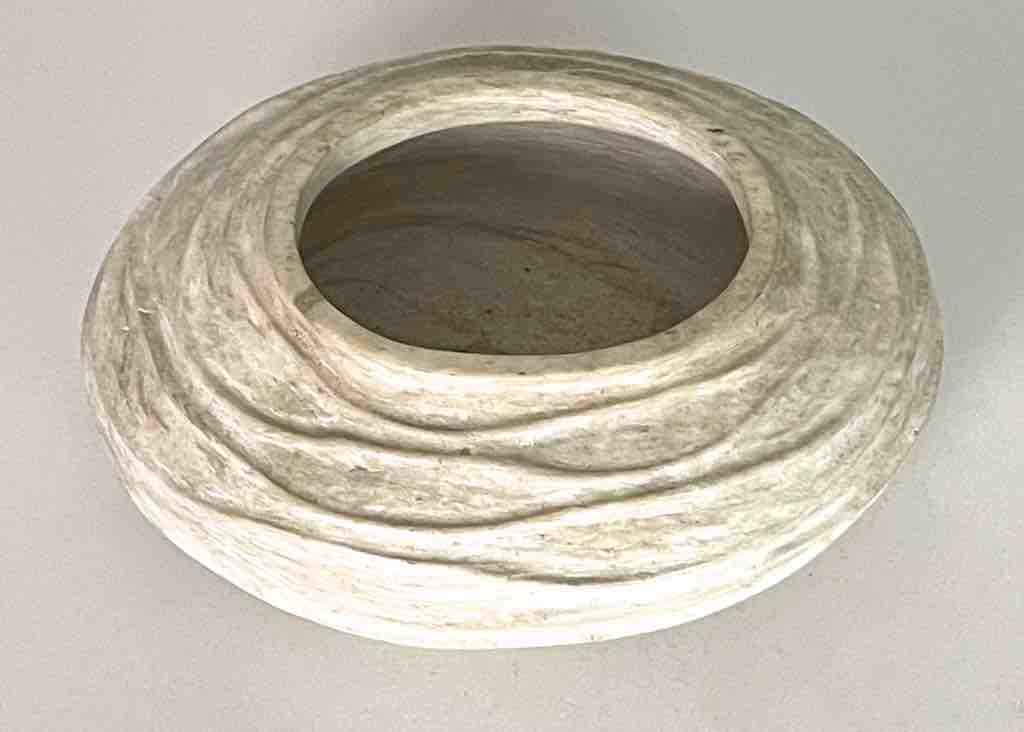 Solid Heavy Hand-Carved Soapstone Vietnamese White Bowl