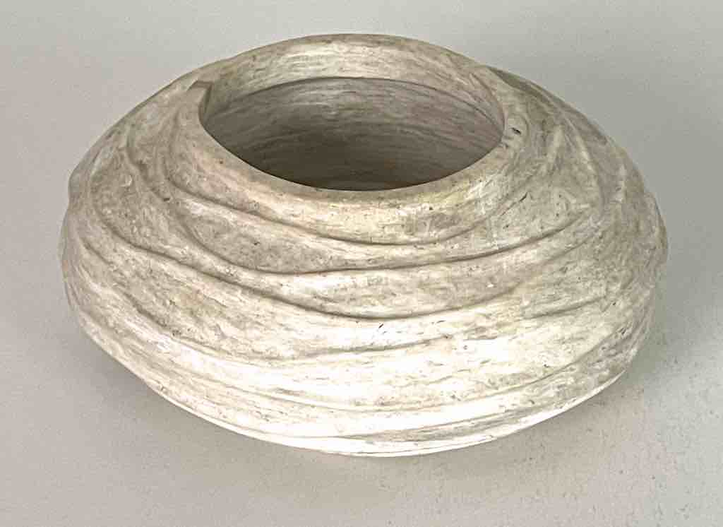 Solid Heavy Hand-Carved Soapstone Vietnamese White Bowl