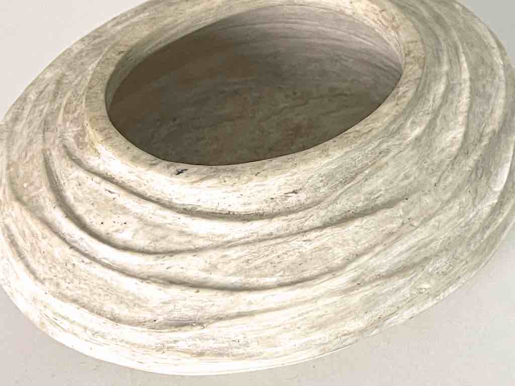 Solid Heavy Hand-Carved Soapstone Vietnamese White Bowl