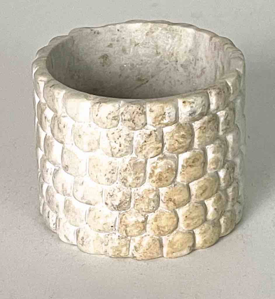 Small Hand-Carved Soapstone Vietnamese White Cylinder