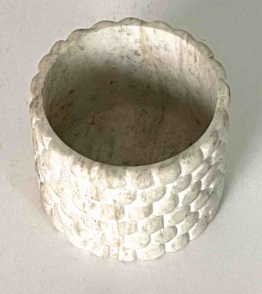 Small Hand-Carved Soapstone Vietnamese White Cylinder