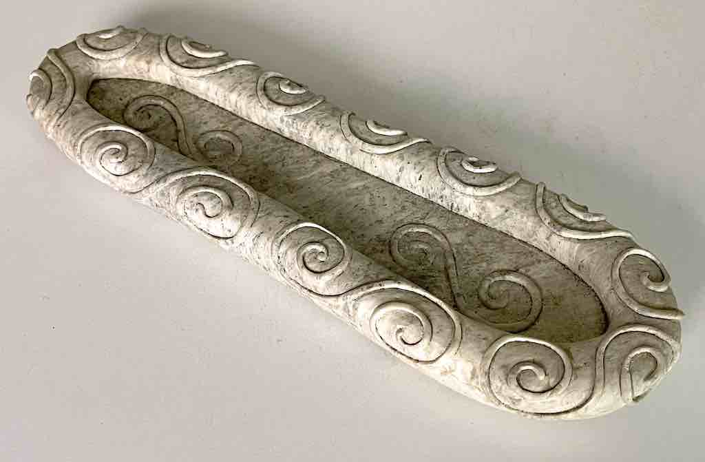 Hand-Carved Soapstone Vietnamese White Abstract Platter